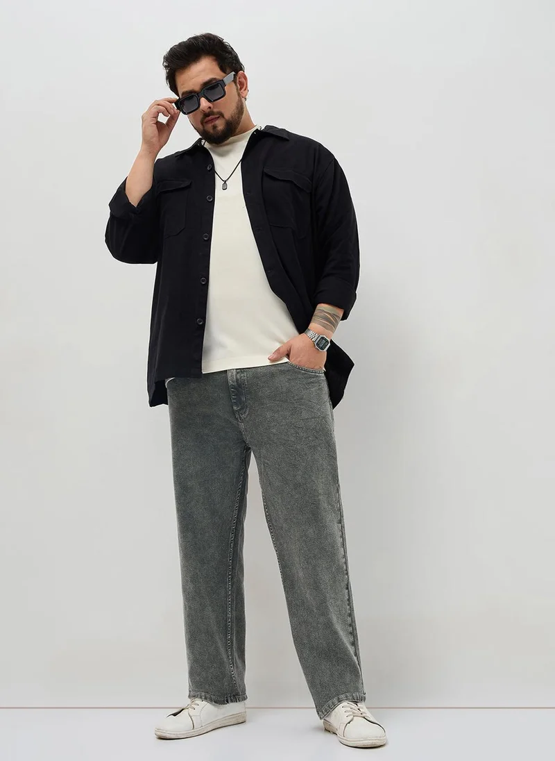 Urbano Fashion  Urbano Plus Men's Grey Regular Fit Heavy Washed Denim Jeans Stretchable for Men | Best Price UAE